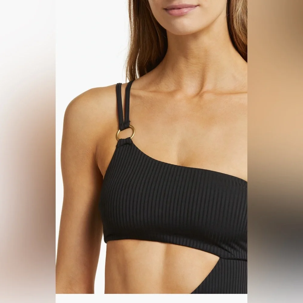 Vitamin A Cosmo Cutout One-Shoulder Rib One-Piece Swimsuit, Large, $170